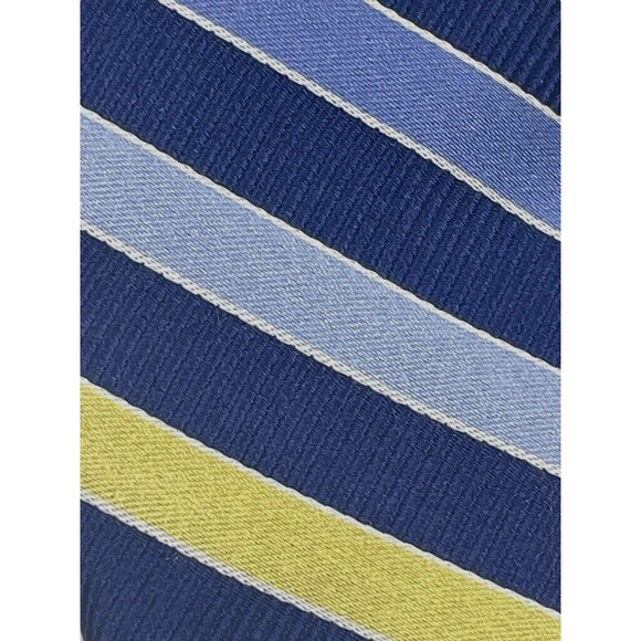 Tommy Hilfiger Striped 100% Italian Silk Repp Tie Navy Gold Blue USA 59" - Picture 2 of 7